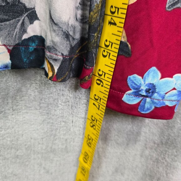 Womens Filly Flair Red Floral Maxi Dress Tie Waist 3/4 Sleeve Polyester Size L - Picture 9 of 10